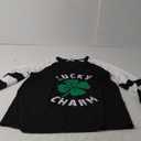 St. Patrick's Day Shirts Women Lucky Tops Shamrock Graphic Tee Raglan Sleeve Festival Ladies Irish Shirts (Large, Black Lucky)