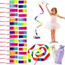 36 Pack Dance Ribbons Streamers Colorful Dance Wand for Kids Gymnastics Ribbons Steamer Wand Girls Twirling Ribbons for Birthday Dancing Party Games Decorations Supplies