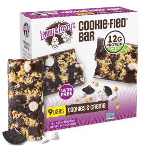 Lenny & Larry's Cookie-fied Protein Bar Cookies & Creme Vegan Protein Bars 9x45g Healthy Snacks with 12g Plant Protein & 5g Fiber Gluten Free Power Bar, Non-GMO & Vegan, BB Date Not Found 
