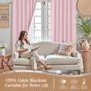 LAMIT Pink 100% Blackout Linen Curtains, 84 Inch Linen Textured Living Room Farmhouse Curtains Room Darkening Back Tab and Rod Pocket Burlap Neutral Panels with White Liner, 2 Panels, 60 x 84 Inch