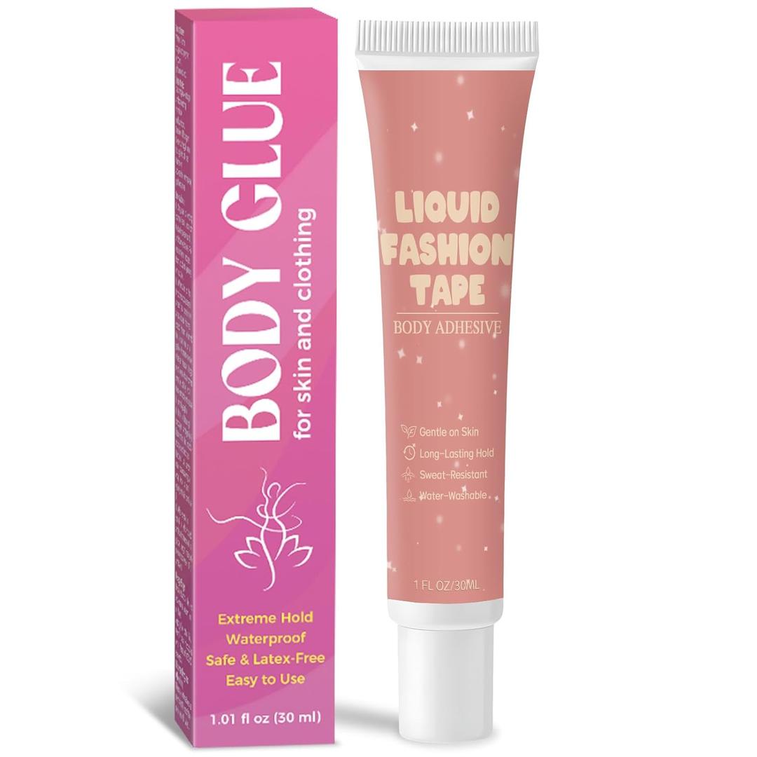 Body Adhesive for Clothing, Sweat Resistant & Long Lasting Body Glue for Clothes, Strong Hold for Dancers, Wigs, Bras, Stagewear & Costumes (30ml)