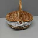 Wicker Picnic Basket with Removable Liner, Empty Picnic Baskets with Lid, Vintage-Style Picnic Hamper with Folding Woven Handle for Picnic, Camping, Outdoor, Halloween, Thanks Giving, Birthday (Cream)