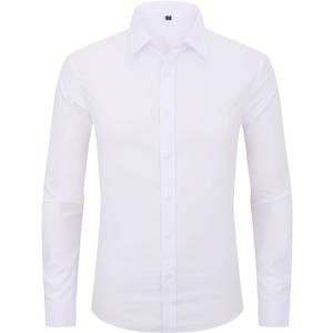 Dress Shirts for Men's Long Sleeve Button Down Shirt Slim Fit Business Formal Stretch Shirt