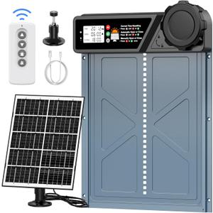 Large Size Automatic Chicken Coop Door Solar - Powered Auto Chicken Door Opener, Timer Modes for Safe and Convenient Chicken Keeping with Intelligent Obstacle Sensors, Remote Control, 14.2"H x 10.83"L (Grey)