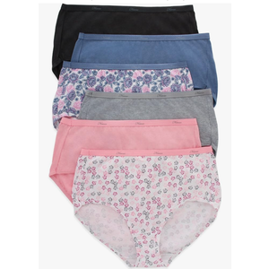 Hanes Women's Brief Panties Pack, Classic Cotton Brief Underwear, 6-pack (Tagless, Colors May Vary),Size 3XL