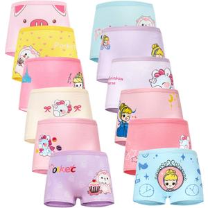 Girls Cotton Underwear with 12 Packs Toddler Boyshort Panties (4-6 Years, Multicolor-e2)