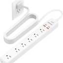 10 Ft Power Strip Surge Protector - 7 Outlets 4 USB Ports (2 USB C), Ultra Thin Flat Extension Cord & Flat Plug, 1700 Joules, Wall Mount, Desk Charging Station for Home Office Dorm, White