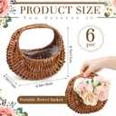 Hushee 6 Pcs Small Flower Girl Basket Small Wicker Basket with Handle and Waterproof Lining 6.7 x 6.5 x 4.3 Inch Rattan Tiny Easter Baskets for Wedding Flowers Sweets Gifts Picnic Storage Home Decor