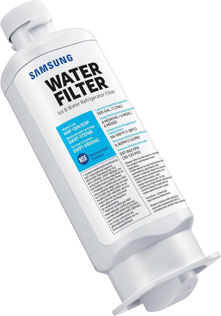 Samsung DA97-17376B Fridge Water Filter, Model HAF-QIN/EXP (1 Count (Pack of 1), White)