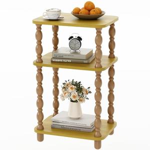 Small Side Table, 3-Tier End Table, Farmhouse End Table, Modern Accent Table, Narrow Couch Side Table for Small Spaces, Skinny Bedside Table Nightstand for Bedroom, Living Room(Rustic Walnut)