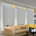 Motorized Blinds with Remote, Grasscloth Fabric Smart Blinds with Valance Cover, Cordless Automatic Roller Shades, Blackout Electric Blinds for Windows,Gray 30" W x 72" H