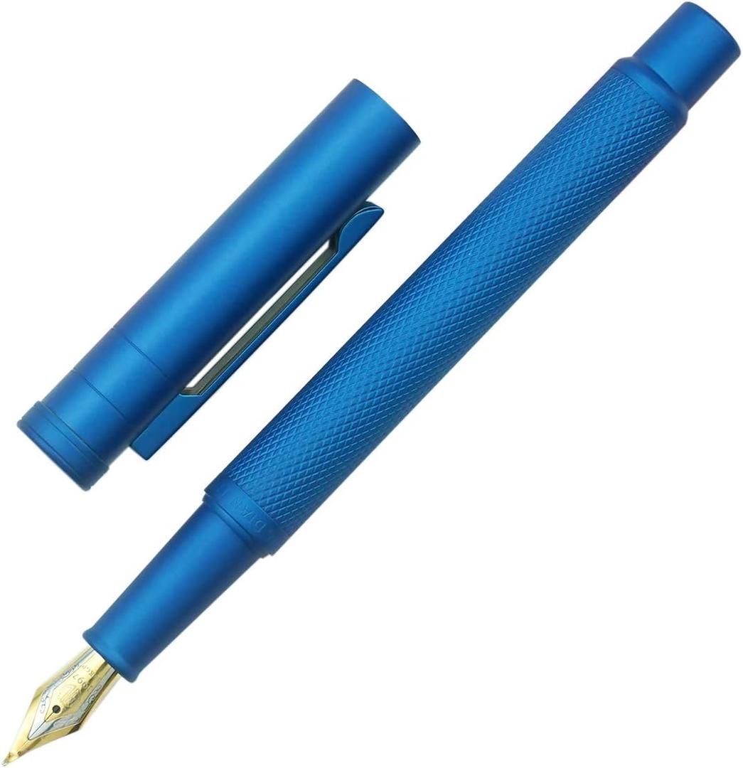Hongdian Blue Forest Metal Fountain Pen, Beautiful Tree Texture Fine Nib Writing Office Pen