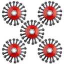 Wire Wheel for 4 1/2 Angle Grinder, 5 Pack 4.5 Inch Twist Knotted Wire Brush for Grinders, 5/8 Inch-11 Threaded Arbor