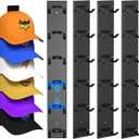 Nunibum Hat Organizer for Baseball Caps 4 Pack, Hat Rack for Wall Hold up to 24 Hats with Strong Adhesive, Multilayer Organizers and Storage Hat Holder Hanger Display for Door Closet and Bedroom (Black)