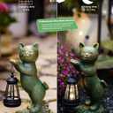 Cat Statues for Garden Decor: Outdoor Sculpture with Warm Lights for Balcony Lawn Patio Yard - Gifts for Mom Grandma Women