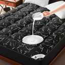 PRIMESOFT 100% Waterproof King Size Mattress Topper, Thick Pillow Top Mattress PadUp to 25 Inch Deep Pocket,Soft Breathable Mattress Pad for Back Pain, Protector Cover(Black)