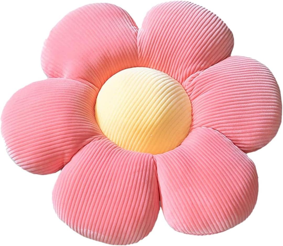 Flower-Shaped Cute Pillow, Flower Cushion, Reading Pillow and Leisure and Comfortable Pillow, Car Cushion (Pink/Yellow, 40cm*40cm)