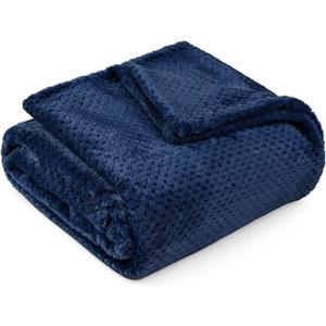 PAVILIA Navy Blue Throw Blanket for Couch, Twin Bed, Soft Fleece Throws for Sofa Chair, Fuzzy Waffle Textured Blanket, Cozy Warm Lightweight All Season Blanket Throw, 60 x 80 Inches - Twin, Navy Blue
