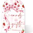 Strawberry Bow Cards and Gifts Sign, Wedding Favor Sign, Bridal Shower Signs Welcome, Bridal Shower Centerpieces for Tables, Engagement Party Decorations, 6" X 8" Wedding Acrylic Plaque, 13