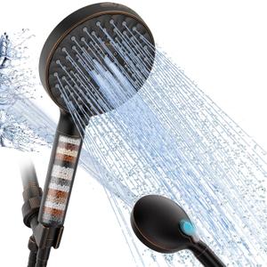 SR SUN RISE Filtered Shower Head with Handheld High Pressure 9 Spray Mode Showerhead Detachable Shower Head Water Softener Filters Beads for Hard Water Remove Chlorine 1 Filter ORB (Oil Rubbed Bronze)