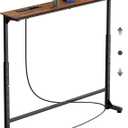 Keelian 45 inch Narrow Console Table with Outlet,Adjustable Height(25"-37") Behind Sofa Table,Couch Behind Table Skinny,Couch Shelf with Charging Station,Long Entryway Tables for Living Room,Brown