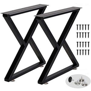 Metal Table Legs 28 Inch Desk Legs Heavy Duty Industrial Black Table Legs Z Shape DIY Furniture Legs(H28xW24,Set of 2)