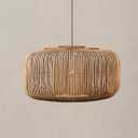 Kitchen Island Hanging Lamp Bar Counter Hanging Lights Handmade Wabi-Sabi Rattan Woven Pendant Light E27 Pendant Lamp Cage Chandelier for Over Table Living Ro,Brown-660mm