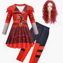 Red Costume Kids Girls Zipper Jacket and Pants Costumes Child Size 140