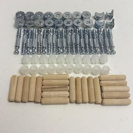 20 Set 3 in 1 Minifix Cam Lock Furniture Fastener, Connector Fixing Screw (Made In Turkey) (20 Set (80 Pcs) with Dowels)