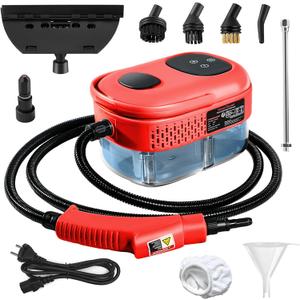 Handheld Steam Cleaner, 1000ml Water Tank, 15S Heat-up Time, Multipurpose Steamer for Home Use, Pressurized Steamer for Cleaning Floor, Upholstery, Grout and Car Red