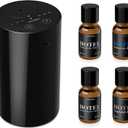 Airversa Waterless Essential Oil Diffuser Starter Kit with 4 x 10mL Hotel Scent Fragrance Oil, Battery Operated Mini Scent Air Machine Portable Diffuser for Home Car Office, AN8 Kit Black