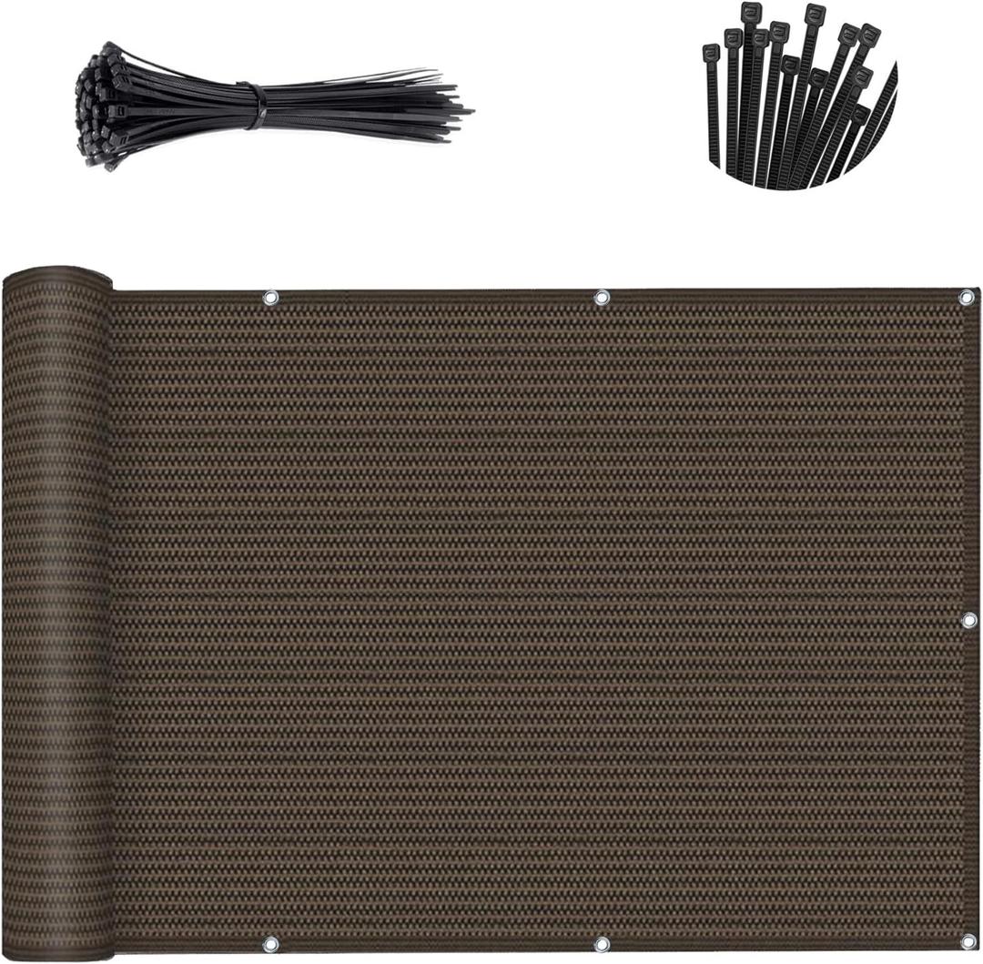 SUNLAX 3'x16' Brown Balcony Privacy Screen Fence UV Protection (HDPE) Anti-Peek, Ideal for Patio, Deck, Yard, Pool, Porch, Railing (We Make Custom Sizes)