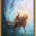 Floating Frame Jesus Christian Wall Art, Hand of God Canvas Paintings Posters Prints, Christ Religion Bible Jesus Salvation Wall Decor for Church Study Prayer Room Home Decoration 24x36 inch