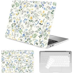Seorsok Compatible with MacBook Air 13 Inch Case 2022 2021 2020-2018 Release A1932 A2179 M1 A2337,Colorful Flowers and Vintage Sage Green Floral Design Plastic Hard Case&Transparent Keyboard Cover