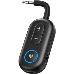 LOFICOPER Bluetooth Transmitter Receiver, Airplane Bluetooth 5.3 Adapter, 2 in 1 Wireless Bluetooth 3.5mm Aux Audio Transmitter Receiver Music Receiver for Flight, Car, Headphones, Home Stereo, TV (Black)