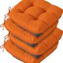 Chair Cushions for Dining Chairs, Seat Cushions for Kitchen Chairs, Indoor Seat Cushions with Ties, Tufted Foam Chair Pads, Non Slip Chair Cushions Set of 4, 15.5" x 15.5" x 4", Orange