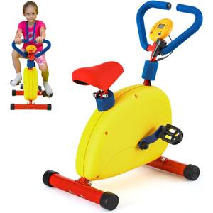 Meooeck Kids Exercise Bike Fitness Exercise Equipment for Kids Bike with Digital Display Toddler Sports Workout Equipment Bike Games for Beginners Children Toddler Indoor Outdoor Sport