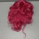 FASHION IDOL Curly Hair Wig with Natural Bangs for Women 16 Inches Short Wavy Hair Glueless Heat Resistant Synthetic Wear and Go Wig (ROSE PINK)