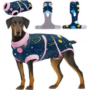 PetWarm Recovery Suit for Dogs, Recovery Suit for Female Male Dogs, Professional Pet Recovery Shirt Dog Abdominal Wounds Bandages Substitute E-Collar and Cone, Dog Onesie, Galaxy Pattern, Pink, XL (X-Large (Back:20.1-24.8'', Weight:42-75LB))