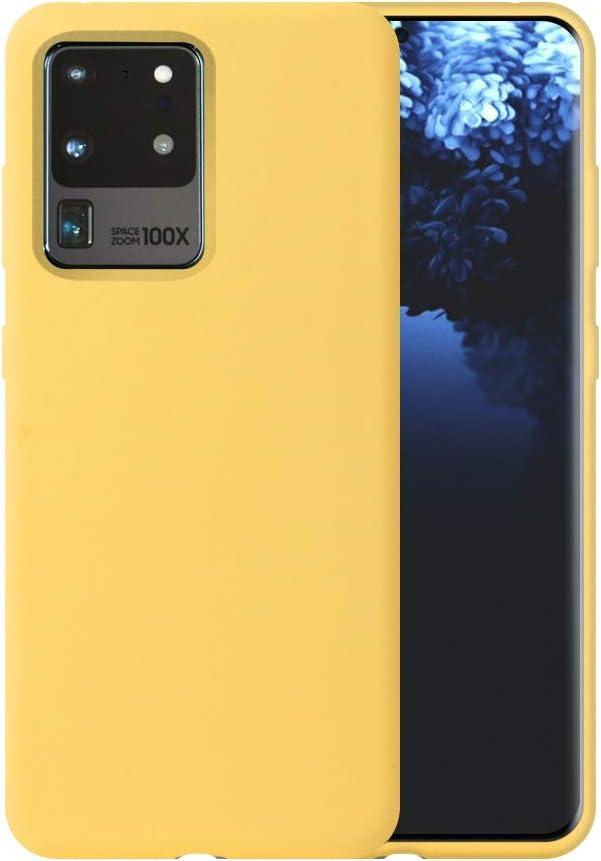 Liquid Silicone Phone Case for Samsung S20 Ultra G988 6.9" Full Body Protection/Shockproof/Gel Rubber/Cover Case Drop Protection Yellow