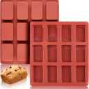 JOERSH Silicone Mini Loaf pan-(2PCS) 12 Cavities Bread Pan, Non-stick Silicone Baking Molds for Bread, Cake, Cornbread, Brownie, Mini Sized Cheesecake