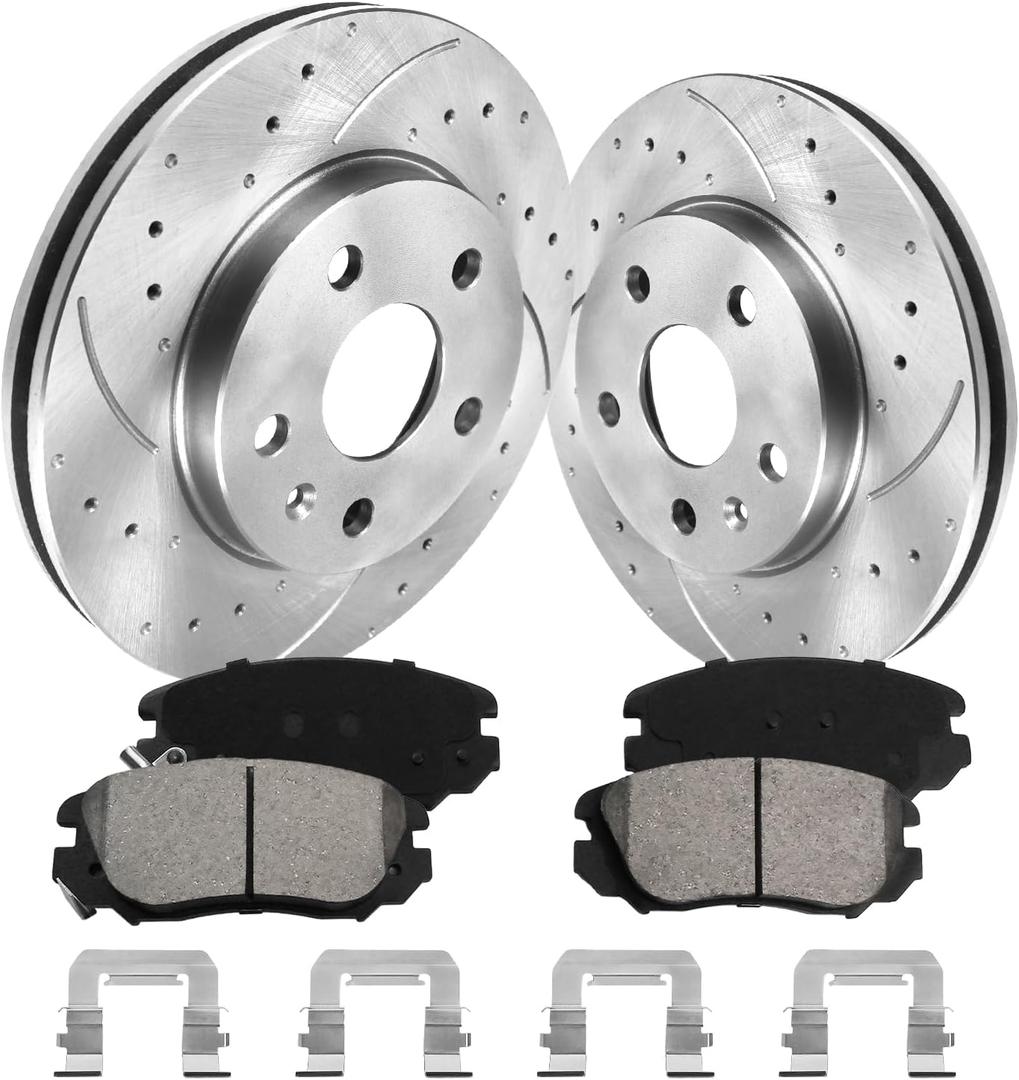Anpulsero Brake Pads And Rotors Kit Front Compatible with 2013-2015 Chevrolet Malibu, 296mm(11.7in) Front Rotor FOR 2.4L OR 16 IN Wheels, Automotive Replacement Brake Kits Drilled And Slotted Rotors