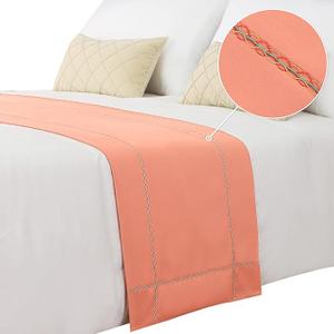 Bed Runner 210 x 50 cm for Queen Size Bed and Full Size Bed, Bed Throws for Foot of Bed, Coral Bed Runner Bedding Scarves Decorations for Bedroom Hotel Wedding Room
