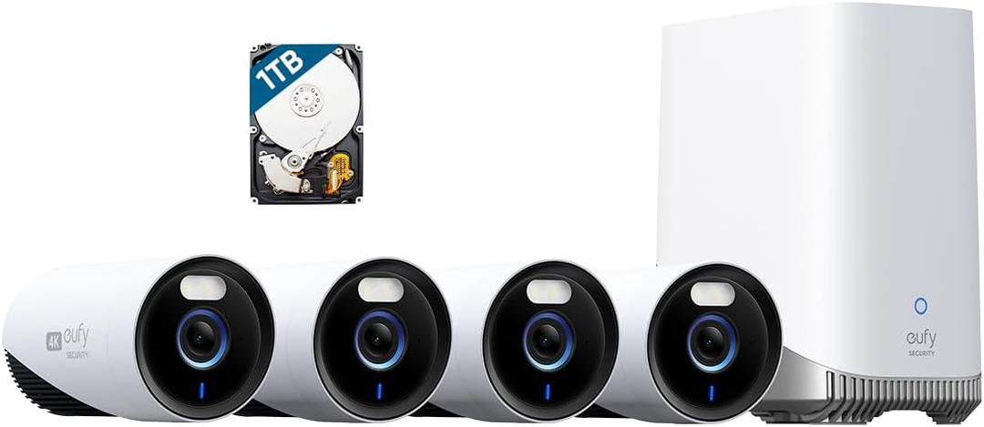 eufy Security eufyCam E330 (Professional) 4-Cam Kit, 4K Outdoor Security Camera System, 24/7 Recording, Plug-in, Wi-Fi NVR, 1TB Hard Drive Included, 10CH, Local Storage, No Monthly Fee eufy Security eufyCam E330 (Professional) 4-Cam Kit, 4K Outdoor Security Camera System, 24/7 Recording, Plug-in, Wi-Fi NVR, 1TB Hard Drive Included, 10CH, Local Storage, No Monthly Fee
