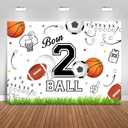 Born Two Ball Backdrop 7x5ft Sports Theme 2nd Birthday Party Decorations Background for Boys Football Basketball Baseball Born 2 Ball Banner Photo Booth Props