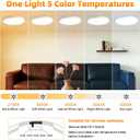 16 Inch 1Pack Super Slim Flush Mount Ceiling Light Fixture,30W 3400LM Dimmable 5CCT Selectable 2700K-5000K Round Light Fixture for Living/Bedroom,Kitchen/Bathroom,Porch &All Indoor Spaces White, 15.8inch-1Pack
