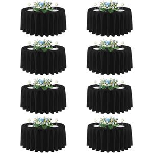 sancua 90 Inch Round Tablecloth Black, 8 Pack - Circle Polyester Fabric Table Cloth for Wedding Party Reception Banquet Birthday, Washable Formal Table Cover (Fit 30-72 Inch Tables)