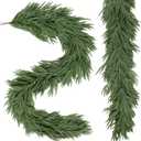 2 PCS 9ft Artificial Christmas Garland, Real Touch Norfolk Pine Garland - Pine Garland, Greenery Christmas Garland for Mantle, Table, Fireplace, Indoor, Outdoor Christmas Decorations