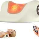 Neck Massager with Heat, Red Light & Vibration Adjustable, Heated Neck Stretcher with 3 Modes, Rechargeable Cervical Traction Device for Pain Relief & Muscle Relaxation, Gift for Women Men