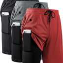 JWJ Men's 2 in 1 Workout Running Shorts 7 Inch Lightweight Athletic Gym Shorts with Compression Liner (L)